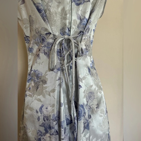 Vintage 90s Y2K Dress Sz M Baby Spice Girls Style Shiny Satin Icy Lilac Silver - Picture 5 of 9